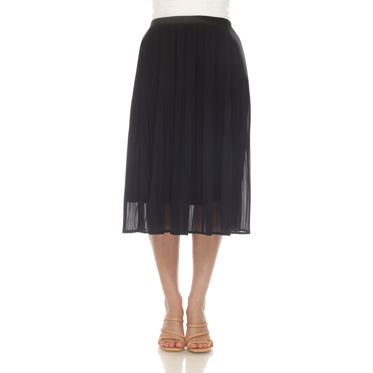 Womens White Mark Chiffon Pleated Midi Skirt