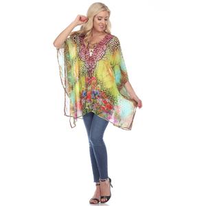 Womens White Mark Yellow Leopard Abstract Poncho alternate view