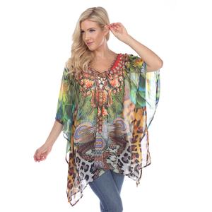 Womens White Mark Peacock Leopard Caftan