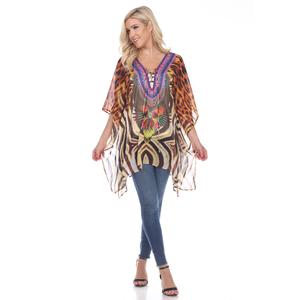 Womens White Mark Tiger Leopard Caftan Blouse alternate view