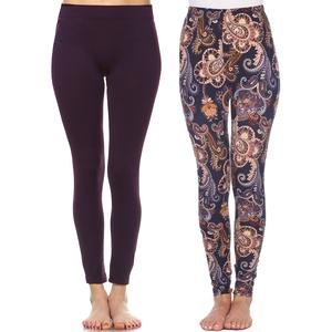 Womens White Mark 2pk. Solid & Paisley Leggings