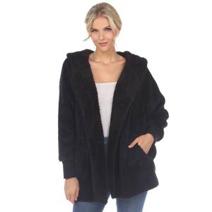 Womens White Mark Plush Hooded Sherpa Coatigan w/Pockets