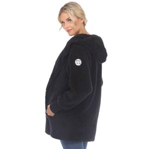 Womens White Mark Plush Hooded Sherpa Coatigan w/Pockets alternate view