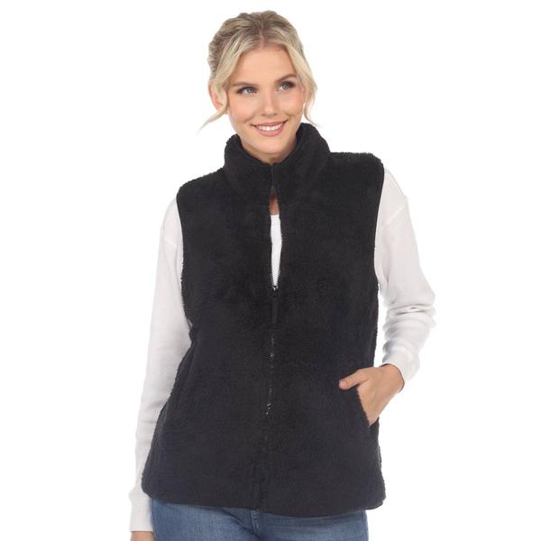 Womens White Mark Zip Up Sherpa Vest