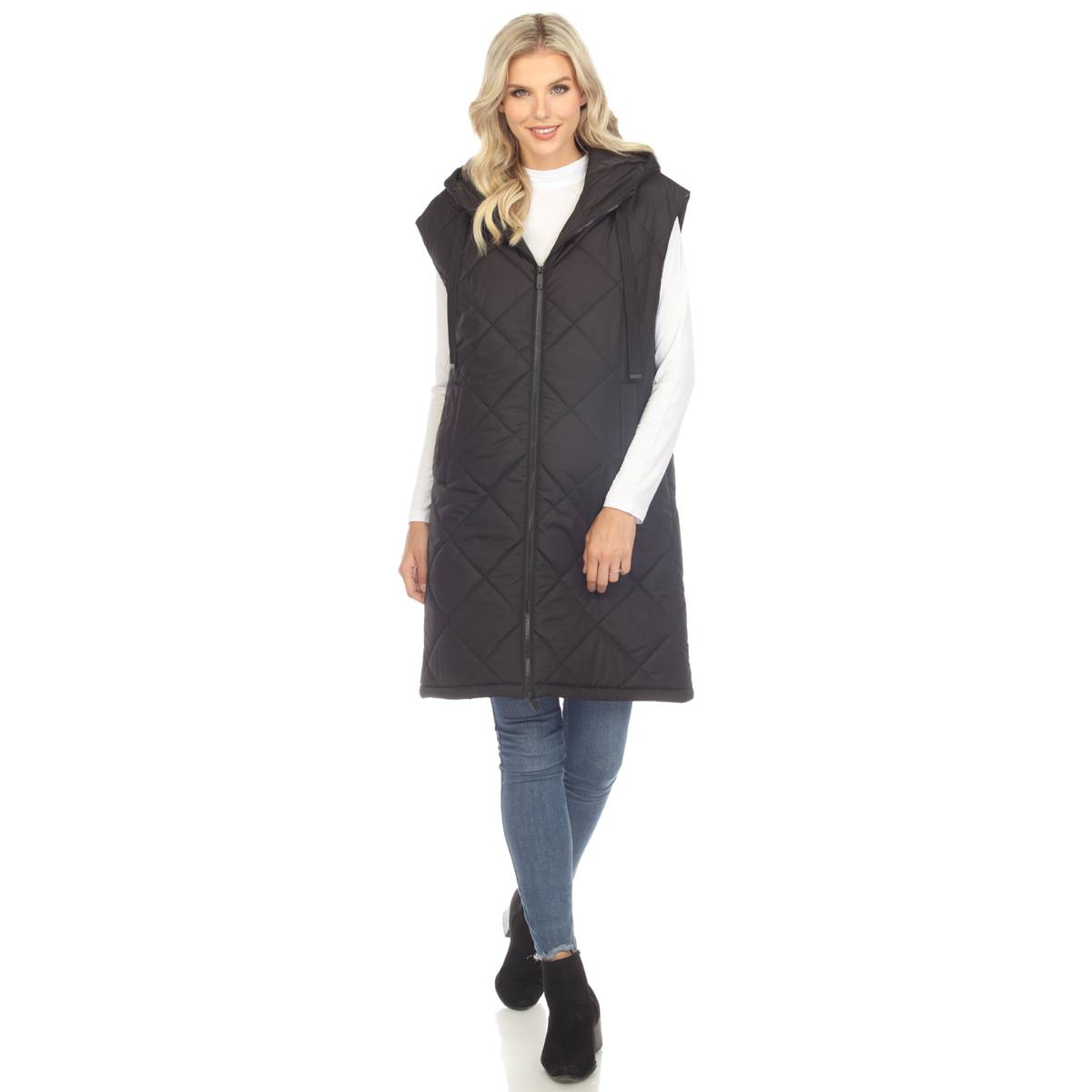 Womens White Mark Diamond Quilted Hooded Puffer Vest