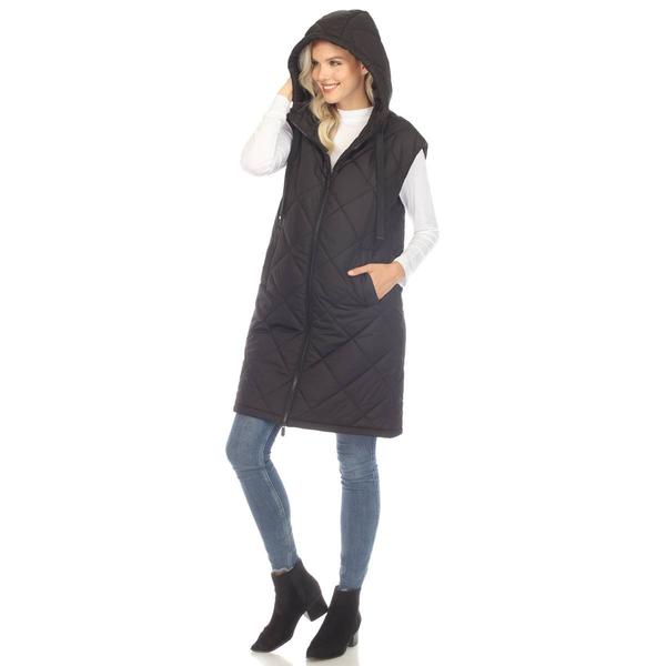 Womens White Mark Diamond Quilted Hooded Puffer Vest alternate view