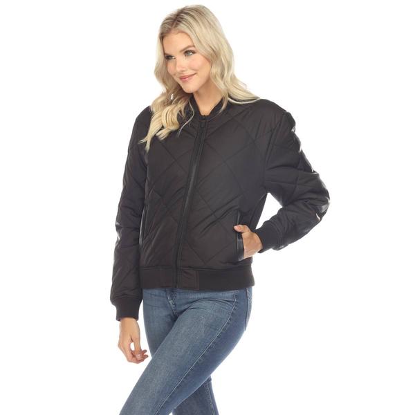 Womens White Mark Diamond Quilted Puffer Jacket