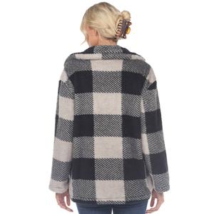 Womens White Mark Plaid Sherpa Shacket alternate view