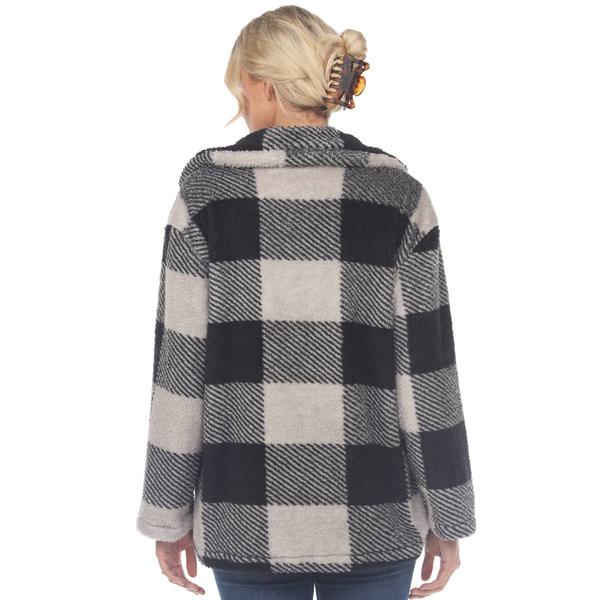 Womens White Mark Plaid Sherpa Shacket alternate view