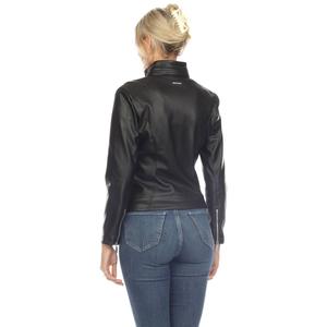 Womens White Mark Classic Biker Faux Leather Jacket alternate view