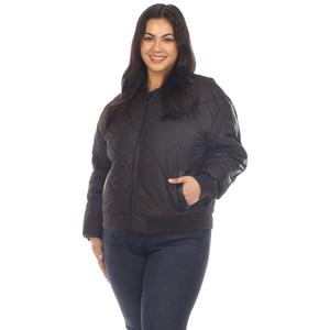 Plus Size White Mark Lightweight Diamond Quilted Puffer Jacket