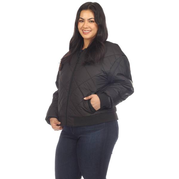 Plus Size White Mark Lightweight Diamond Quilted Puffer Jacket alternate view