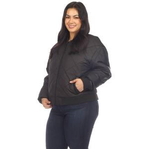 Plus Size White Mark Lightweight Diamond Quilted Puffer Jacket alternate view