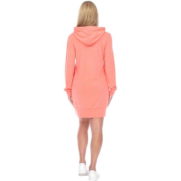 Womens White Mark Long Sleeve Solid Hoodie Sweatshirt Dress alternate view