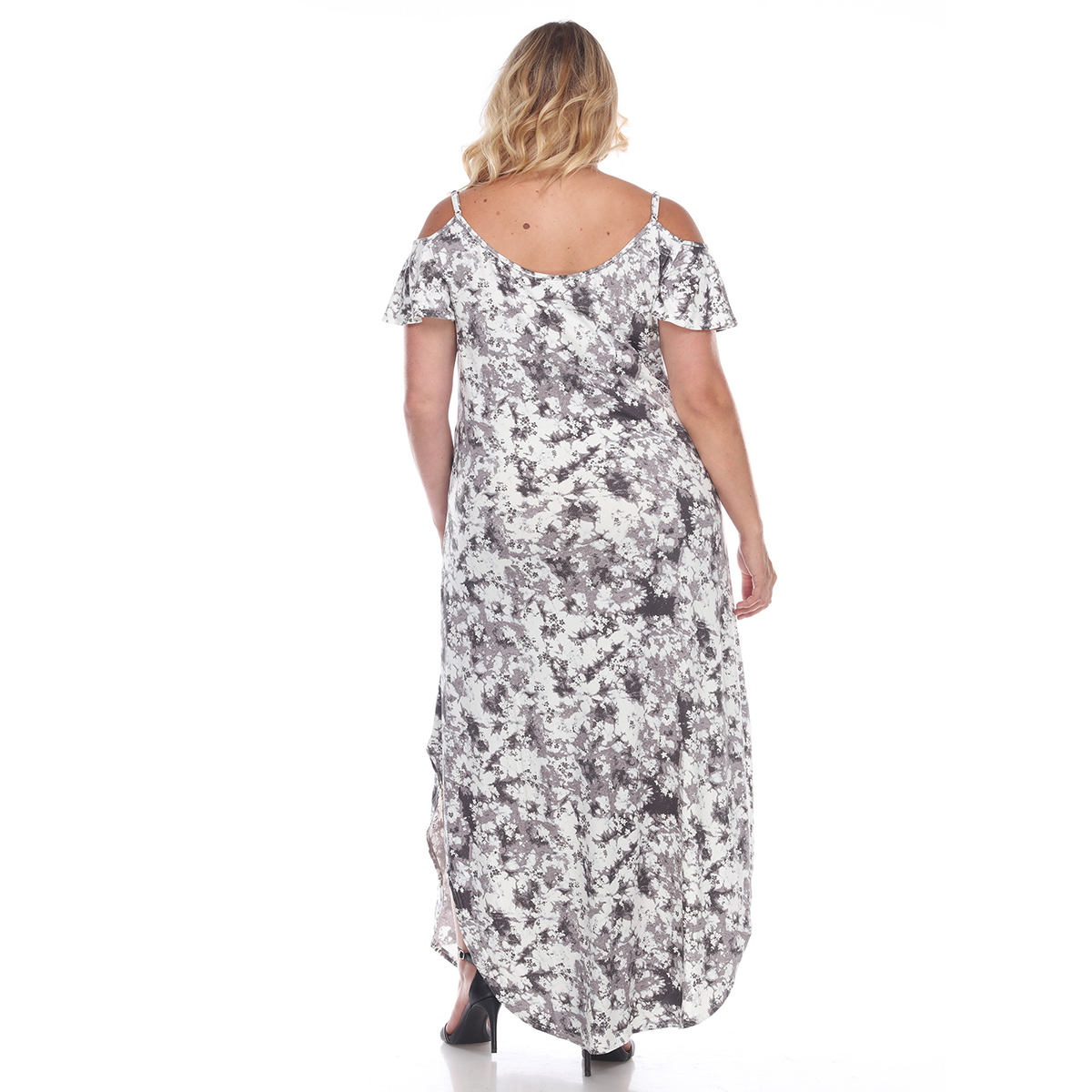 Plus Size White Mark Cold Shoulder Tie-Dye Maxi Dress