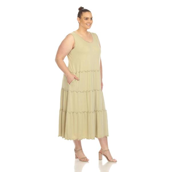 Plus Size White Mark Scoop Neck Tiered Midi Dress alternate view
