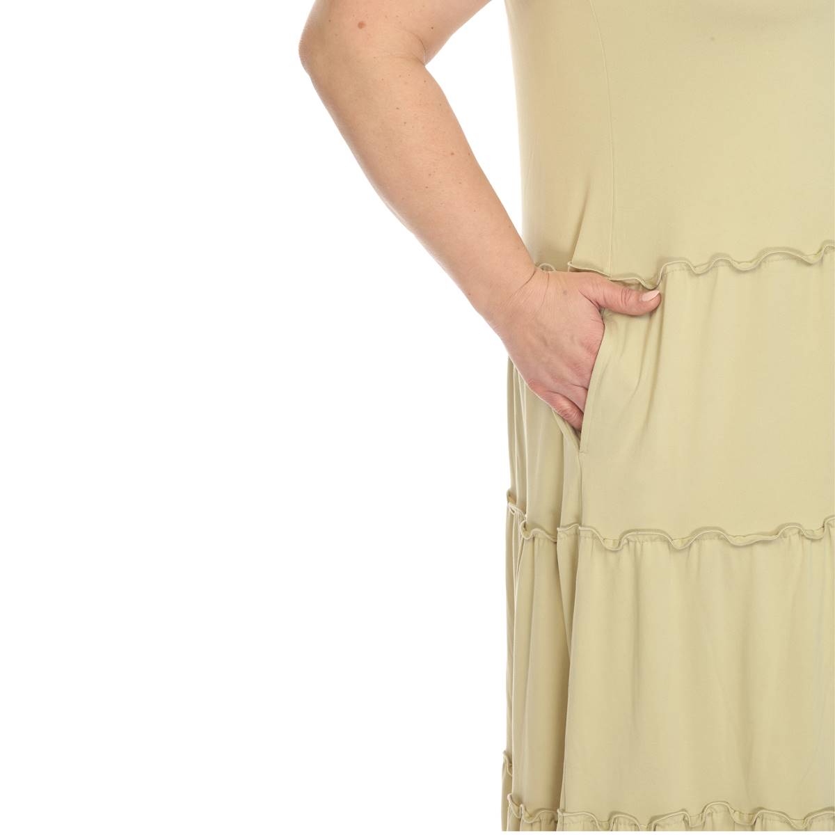 Plus Size White Mark Scoop Neck Tiered Midi Dress