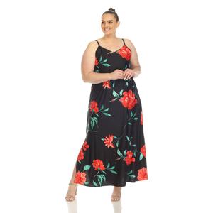 Plus Size White Mark Floral Strap Maxi Dress