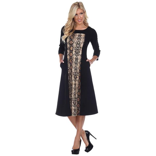 Womens White Mark Snake Midi Shift Dress