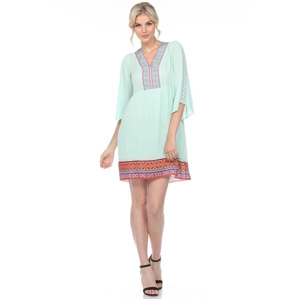 Womens White Mark Elbow Sleeve Embroidered Dress alternate view