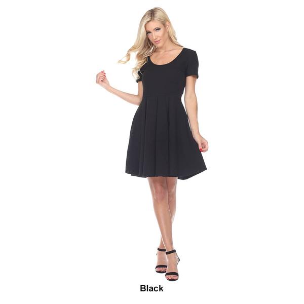 Womens White Mark Meghan Short Sleeve Solid Fit & Flare Dress alternate view