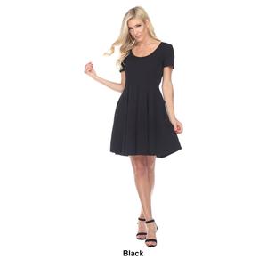 Womens White Mark Meghan Short Sleeve Solid Fit & Flare Dress alternate view