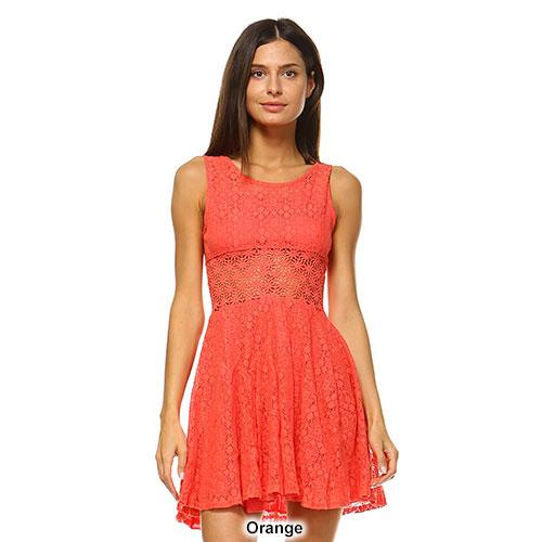 Womens White Mark Sleeveless Lace Insert Fit & Flare Dress alternate view