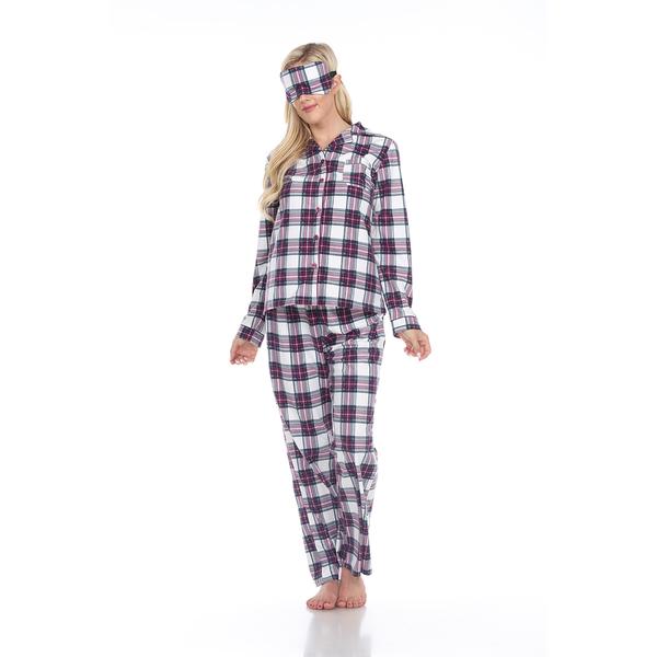 Womens White Mark 3 pc. Plaid Pajama Set