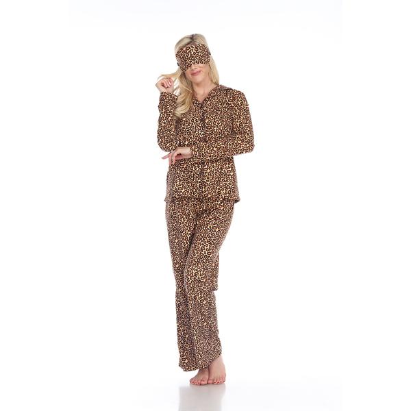 Womens White Mark 3 pc. Brown Cheetah Pajama Set alternate view