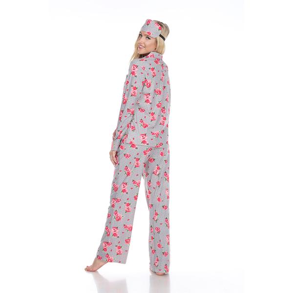 Womens White Mark 3pc. Grey Rose Pajama Set alternate view
