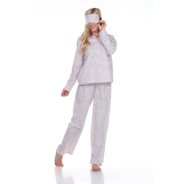 Womens White Mark 3pc. Pink Cheetah Pajama Set alternate view