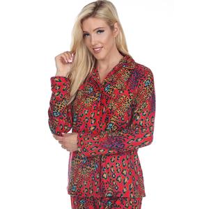 Womens White Mark 3pc. Red Leopard Pajama Set alternate view