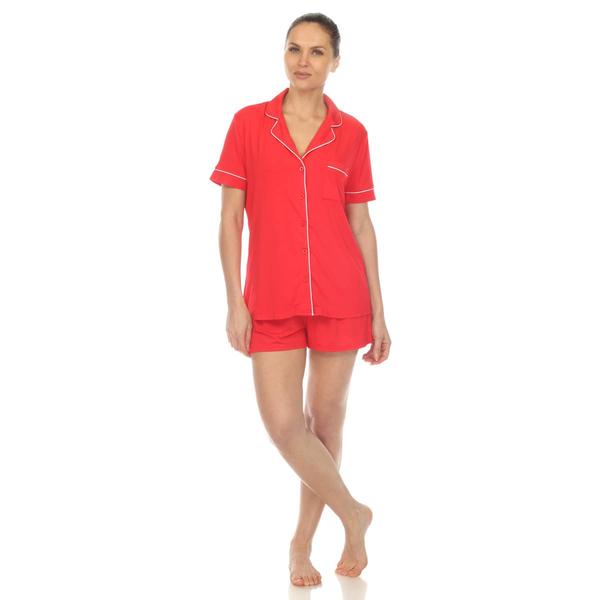 Womens White Mark Short Sleeve Bamboo Pajama Set