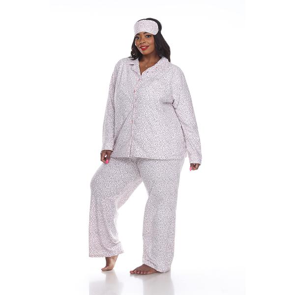Plus Size White Mark 3pc. Pink Cheetah Pajama Set