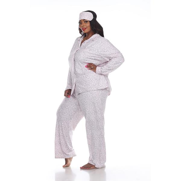 Plus Size White Mark 3pc. Pink Cheetah Pajama Set alternate view