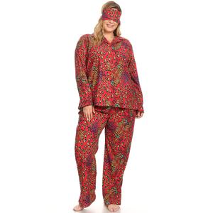 Plus Size White Mark 3pc. Red Leopard Pajama Set alternate view