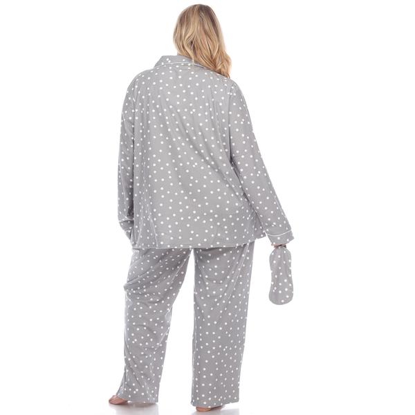 Plus Size White Mark Dotted Long Sleeve 3pc. Pajama Set alternate view