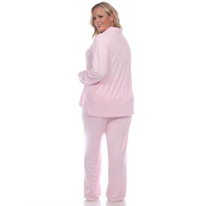 Plus Size White Mark Dotted Long Sleeve Pajama Set alternate view