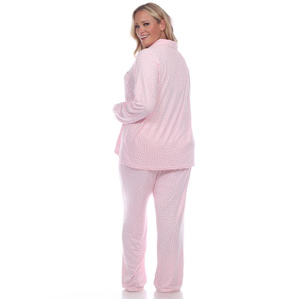 Plus Size White Mark Dotted Long Sleeve Pajama Set alternate view