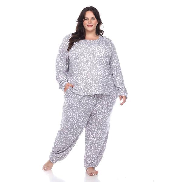 Plus Size White Mark 2pc. Leopard Pajama Set