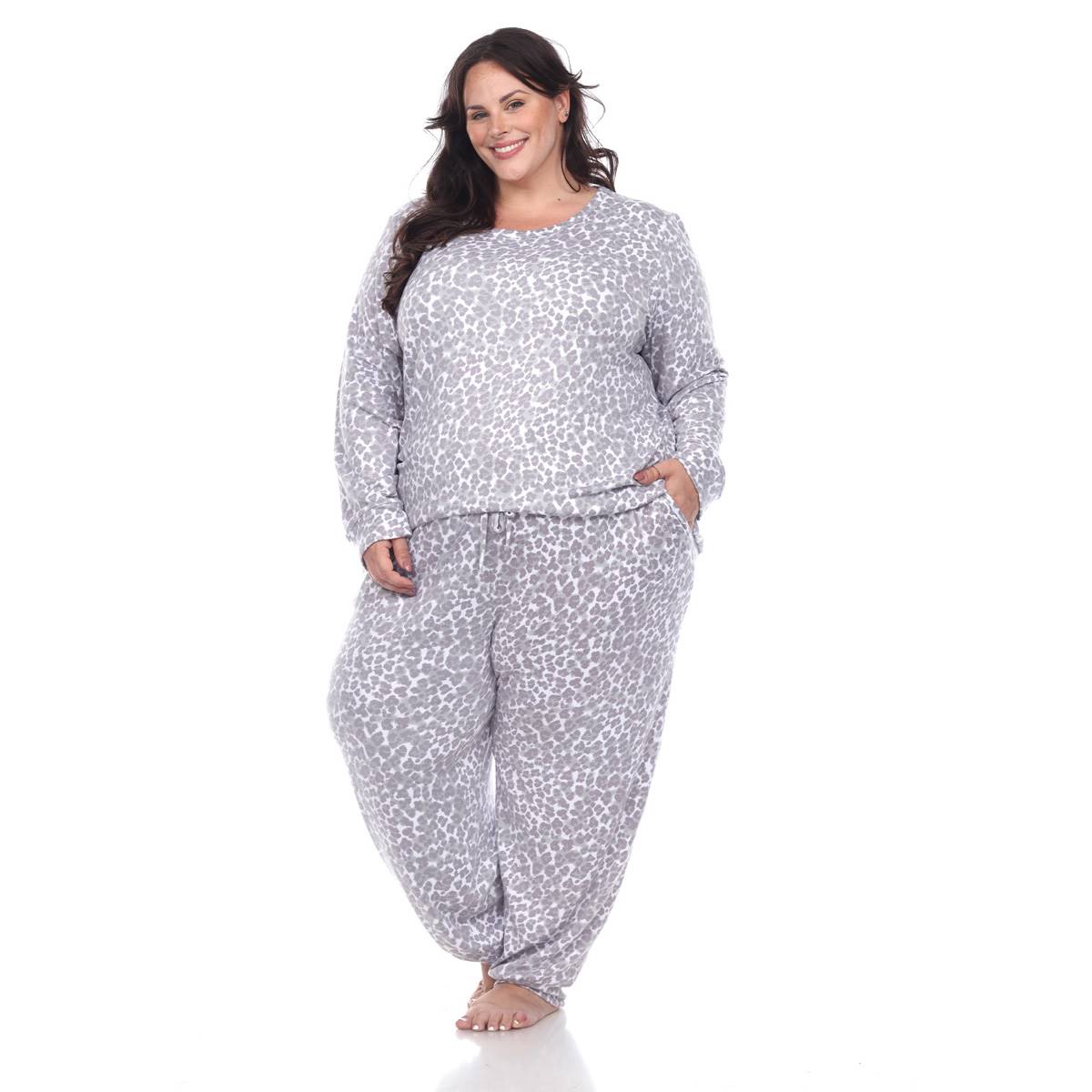 Plus Size White Mark 2pc. Leopard Pajama Set