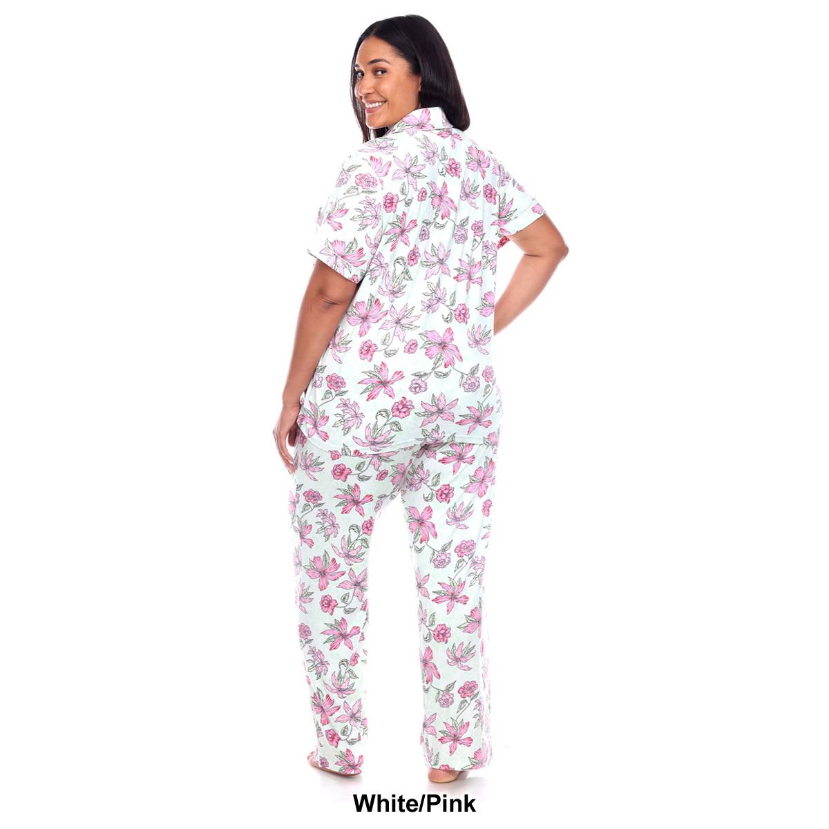 Plus Size White Mark 2pc. Floral Leopard Pajama Set