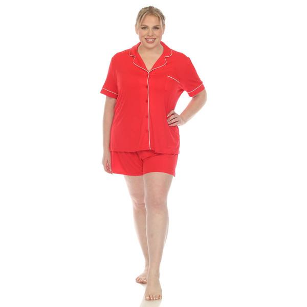 Plus Size White Mark Short Sleeve Bamboo Pajama Set