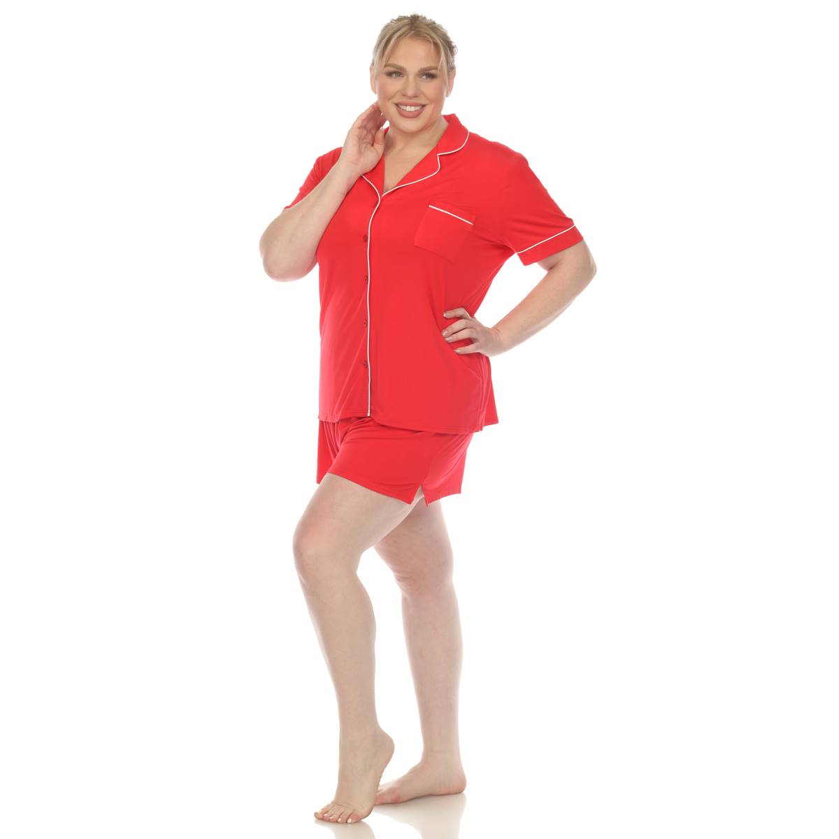 Plus Size White Mark Short Sleeve Bamboo Pajama Set