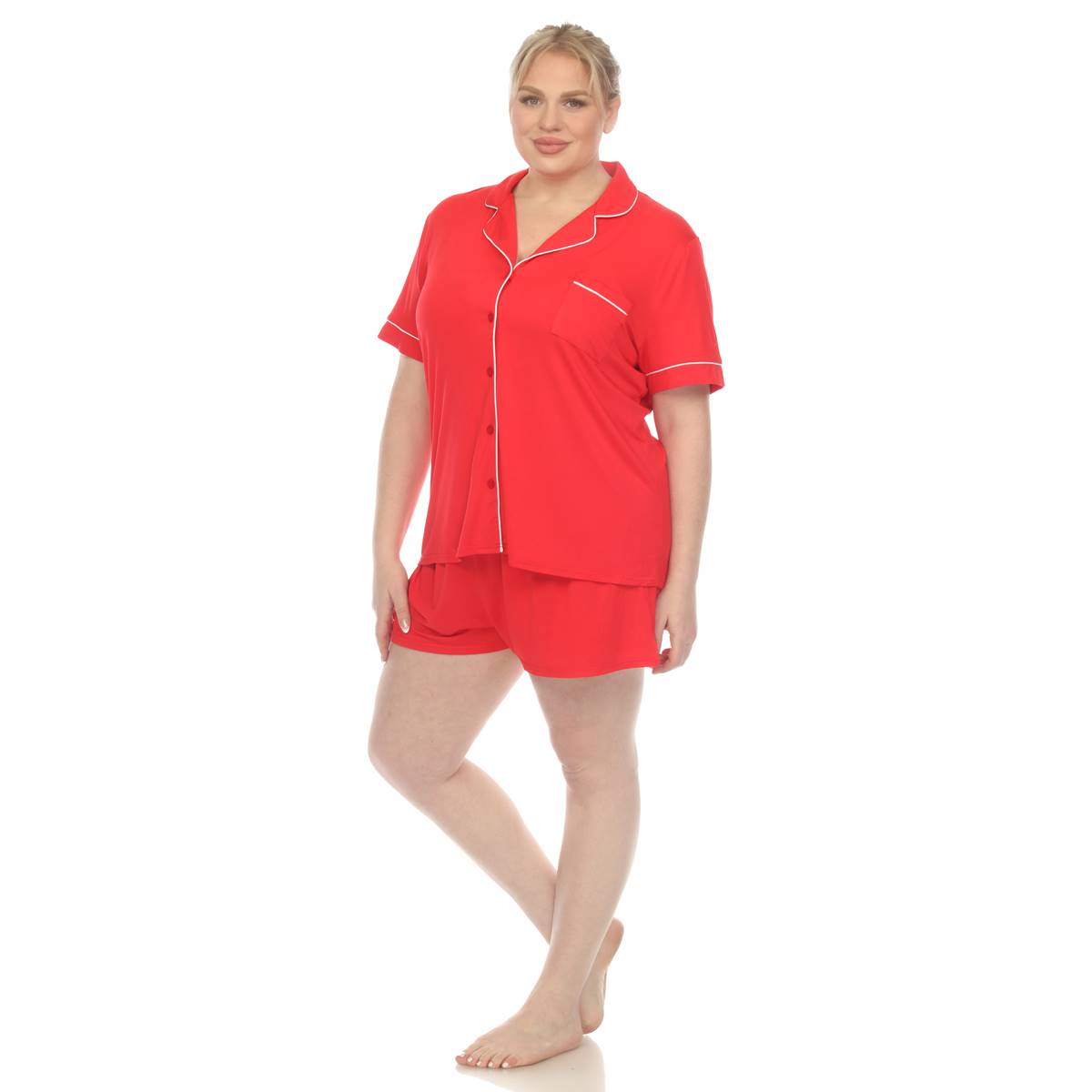 Plus Size White Mark Short Sleeve Bamboo Pajama Set