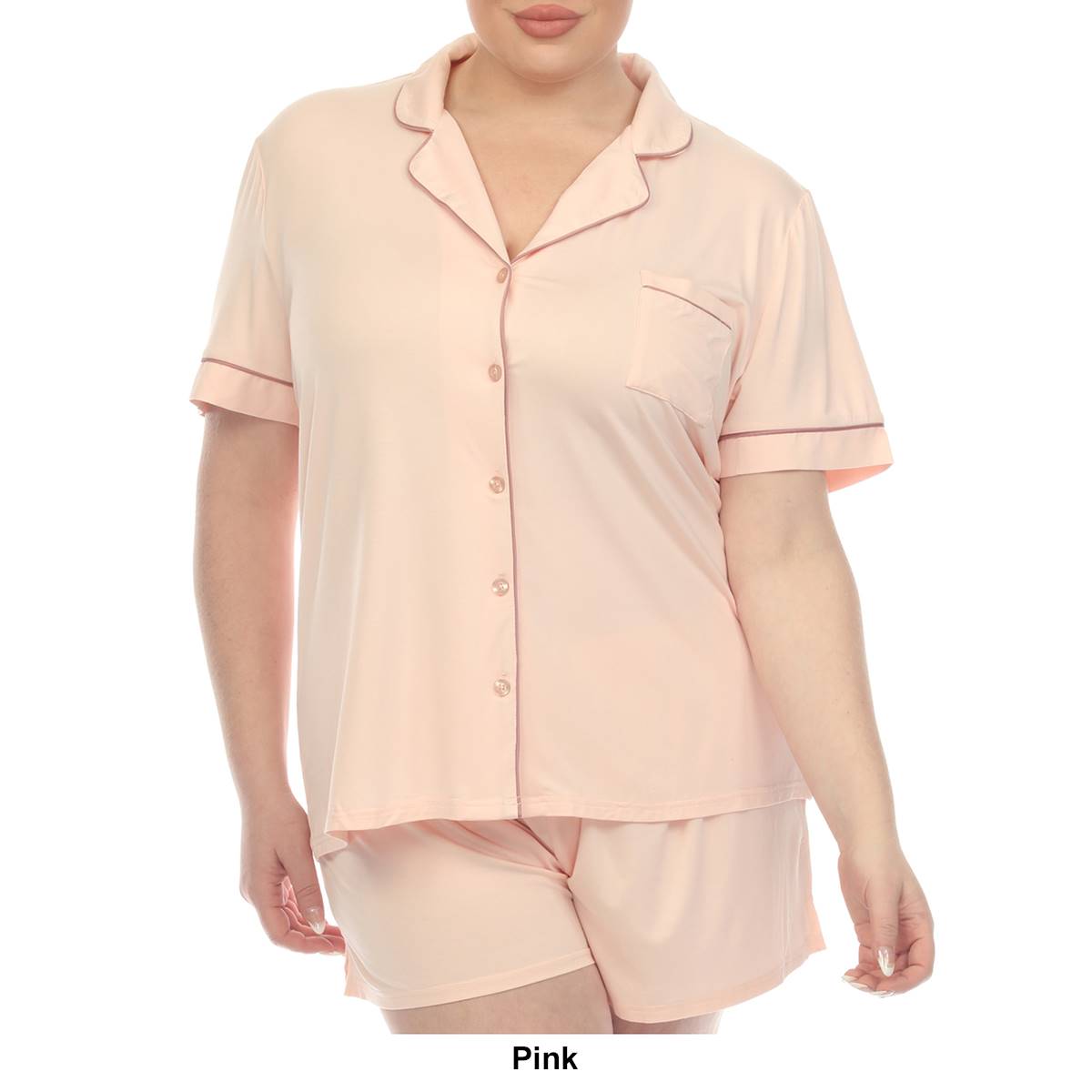 Plus Size White Mark Short Sleeve Bamboo Pajama Set