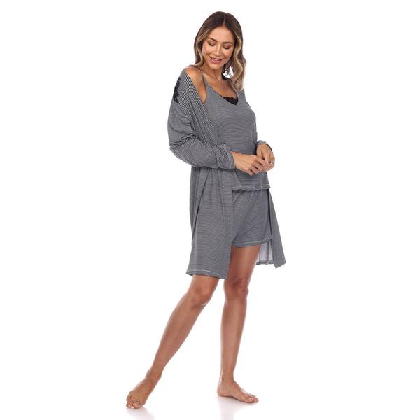 Womens White Mark 3pc. Striped Pajama and Robe Set