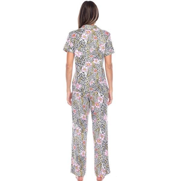 Womens White Mark 2pc. Leopard Floral Pajama Set alternate view