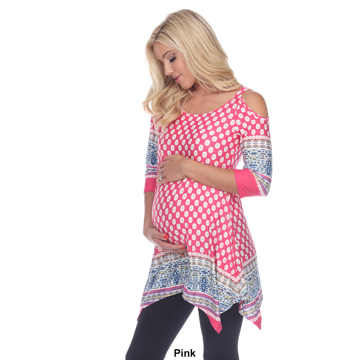 Womens White Mark Paisley Dot Cold Shoulder Tunic Maternity Top