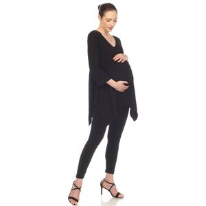 Womens White Mark Maternity Empire Waist V-Neck Tunic Top